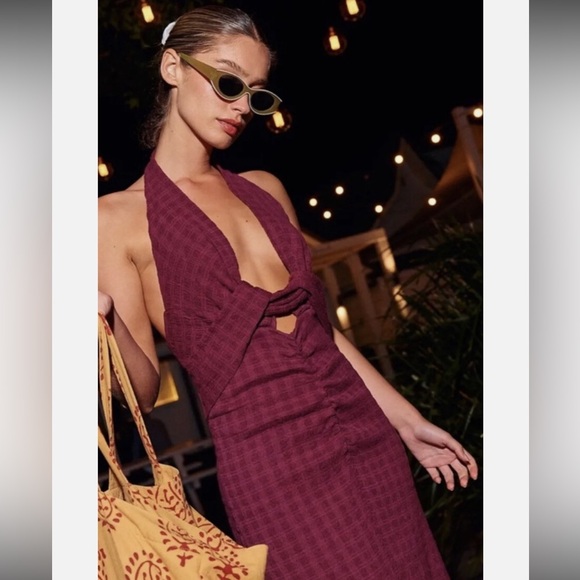 FREE PEOPLE ENDLESS SUMMER Sz S NYA MAXI DRESS IN WILD GARNETa - Picture 3 of 5